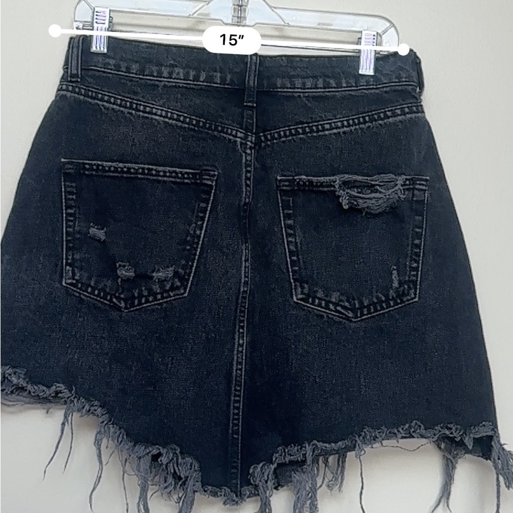 Anthropologie Pilcro Destroyed Denim Mini Skirt Black Size 8 - Picture 11 of 12
